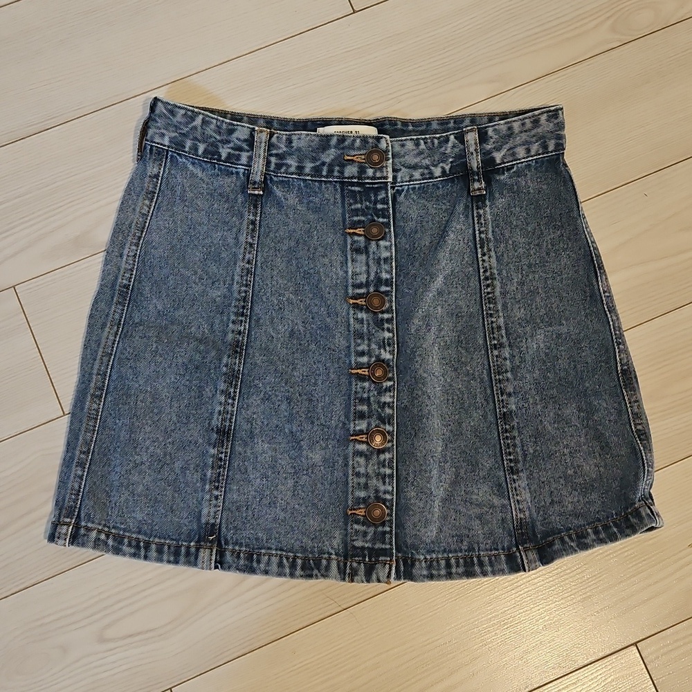 Forever 21 Denim Skirt Womens Medium Mini Button-Down Medium Wash NWOT